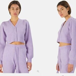 Lavender Cropped Cardigan Sweater
